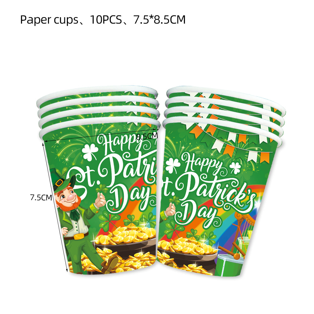 St. Patrick s Day Decorations Lucky Clover Hat Irish Shamrock Banner Cup Plate For happy St.Patricks Day Irish Party