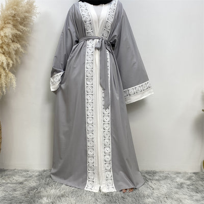 Women's Fashion Patchwork Lace Muslim Robe