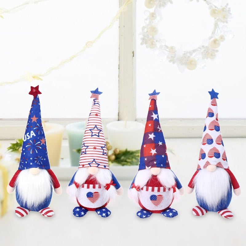 American Flag Independence Day Striped Five-pointed Star Gnome Plush Doll Decoration