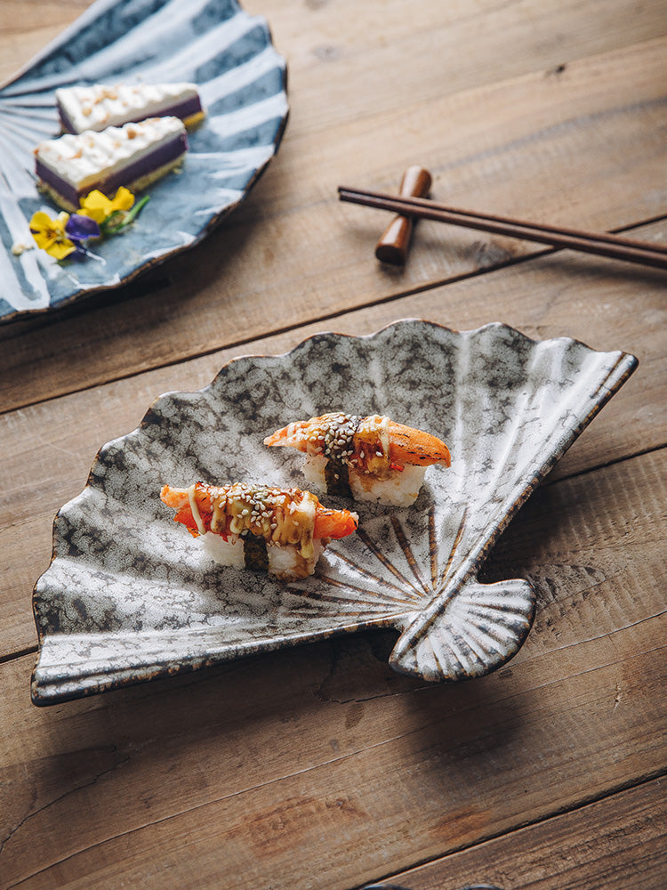 Japanese-style Ceramic Japanese Sushi Fan-shaped Meal Plate