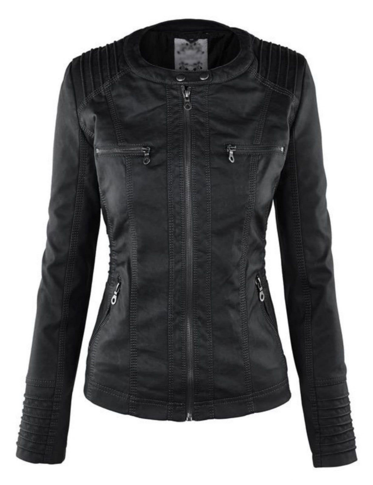 Women Real Lambskin Leather Biker Jacket KW500