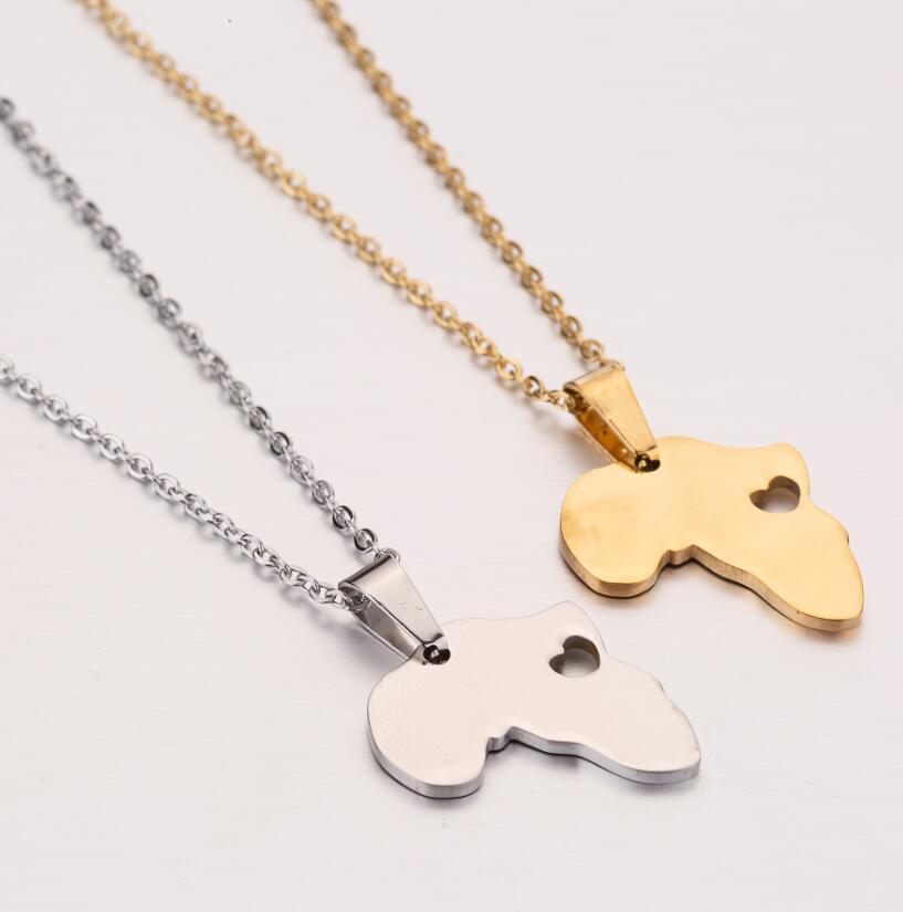 Stainless Steel Africa Map Necklace