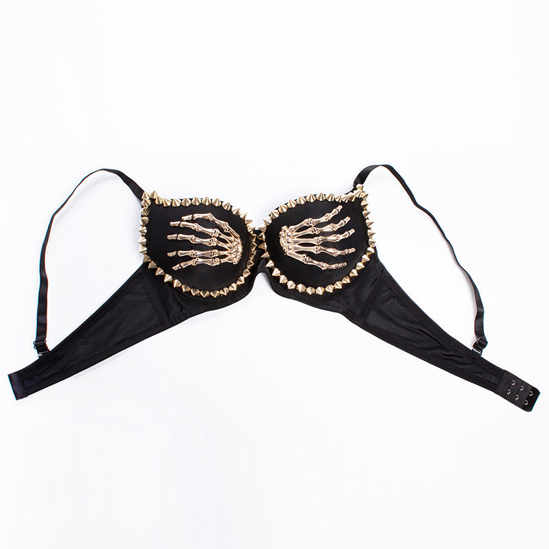 Women Nightclub Black Finger Bra