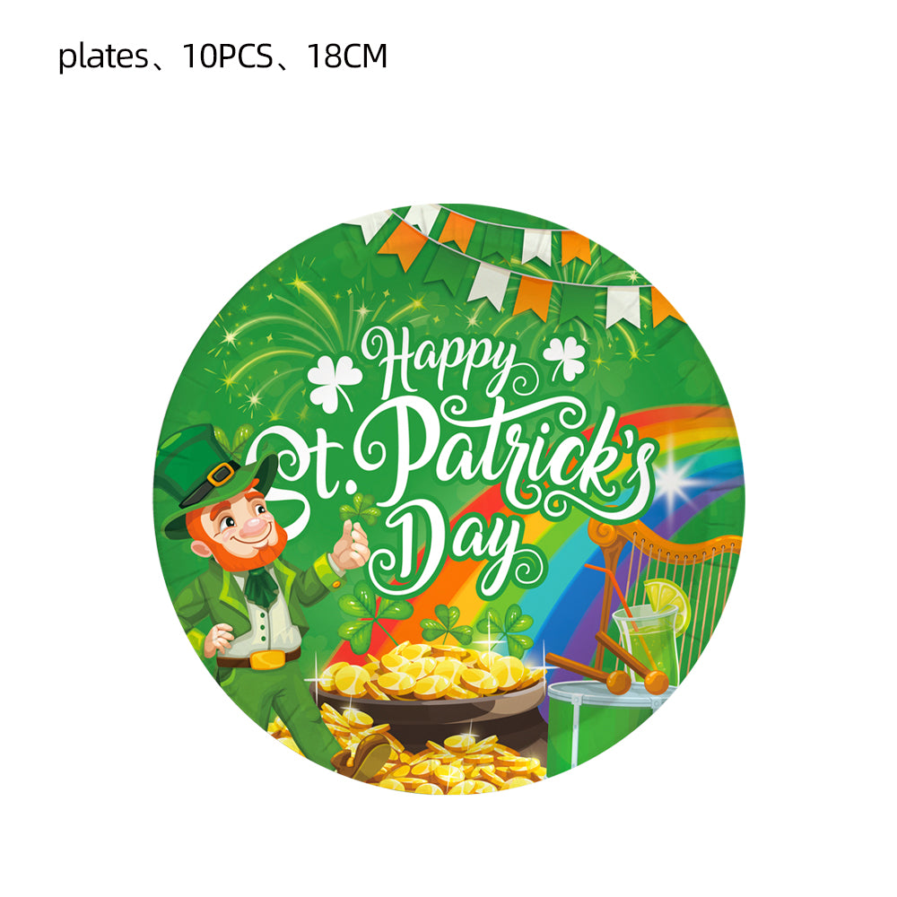 St. Patrick s Day Decorations Lucky Clover Hat Irish Shamrock Banner Cup Plate For happy St.Patricks Day Irish Party