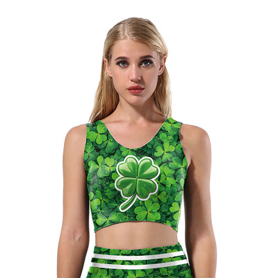 Saint Patrick's Day Digital Printing Festival Tank Top Bottom Yoga Suit Set For Women