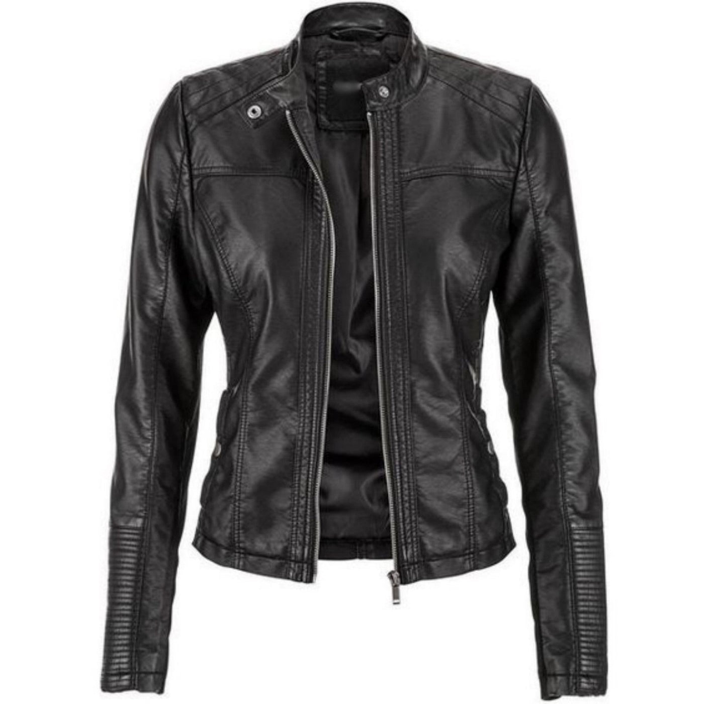 Women Real Lambskin Leather Biker Jacket KW511