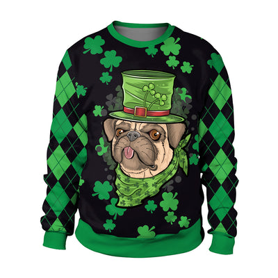 Lan Saint Patrick's Day Printed Clothing Round Neck Couple Sweatshirt