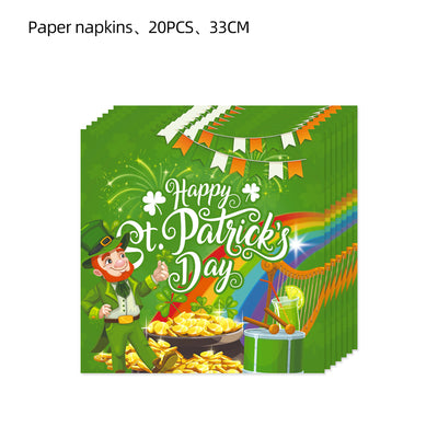 St. Patrick s Day Decorations Lucky Clover Hat Irish Shamrock Banner Cup Plate For happy St.Patricks Day Irish Party