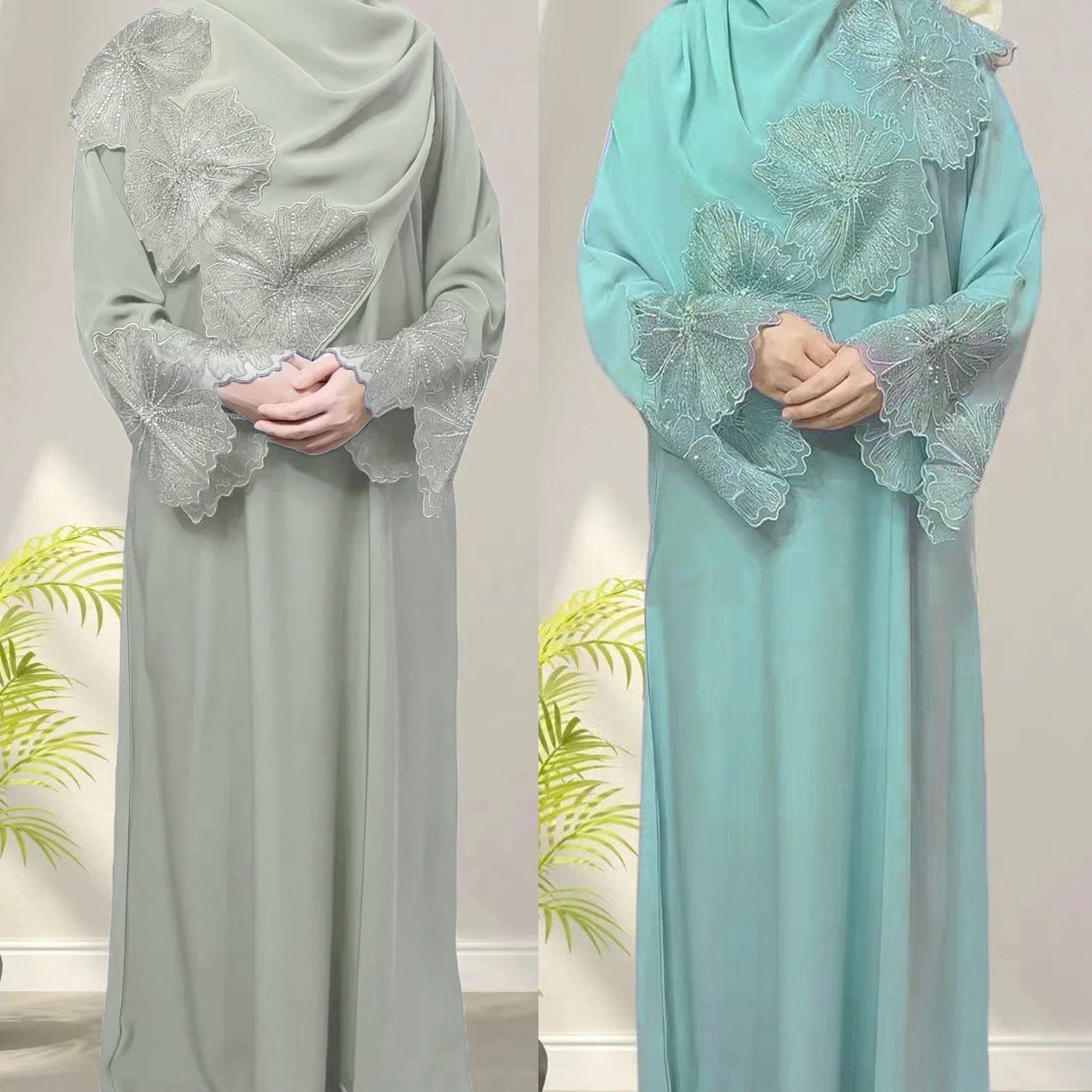 Women's Muslim Robe Malay Indonesian Dress With Headscarf