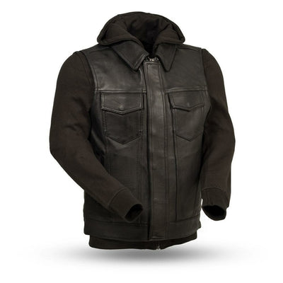 Kent - Men's Motorcycle Leather Vest with Sweatshirt