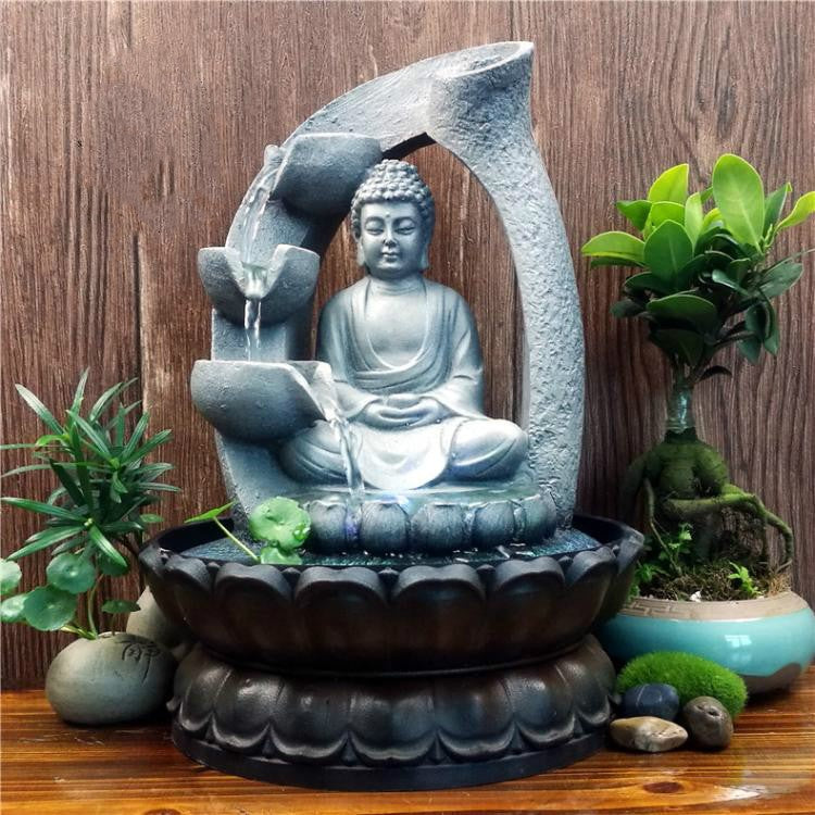 Buddha Statue Water Decoration Zen Fountain Fortune