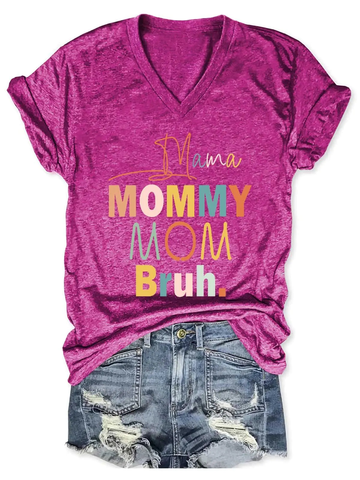 Women's Mama Mommy Mom Bruh V-Neck T-Shirt