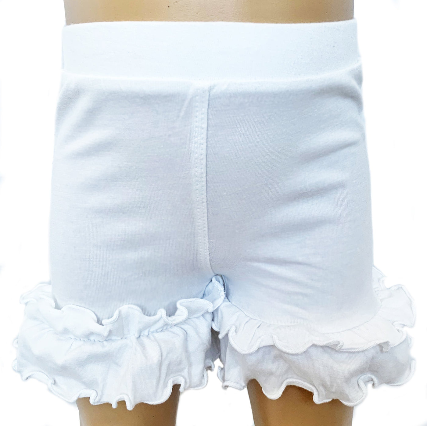 AnnLoren Baby Girls White Ruffle Butt Shorts 6/12 mo-2/3T