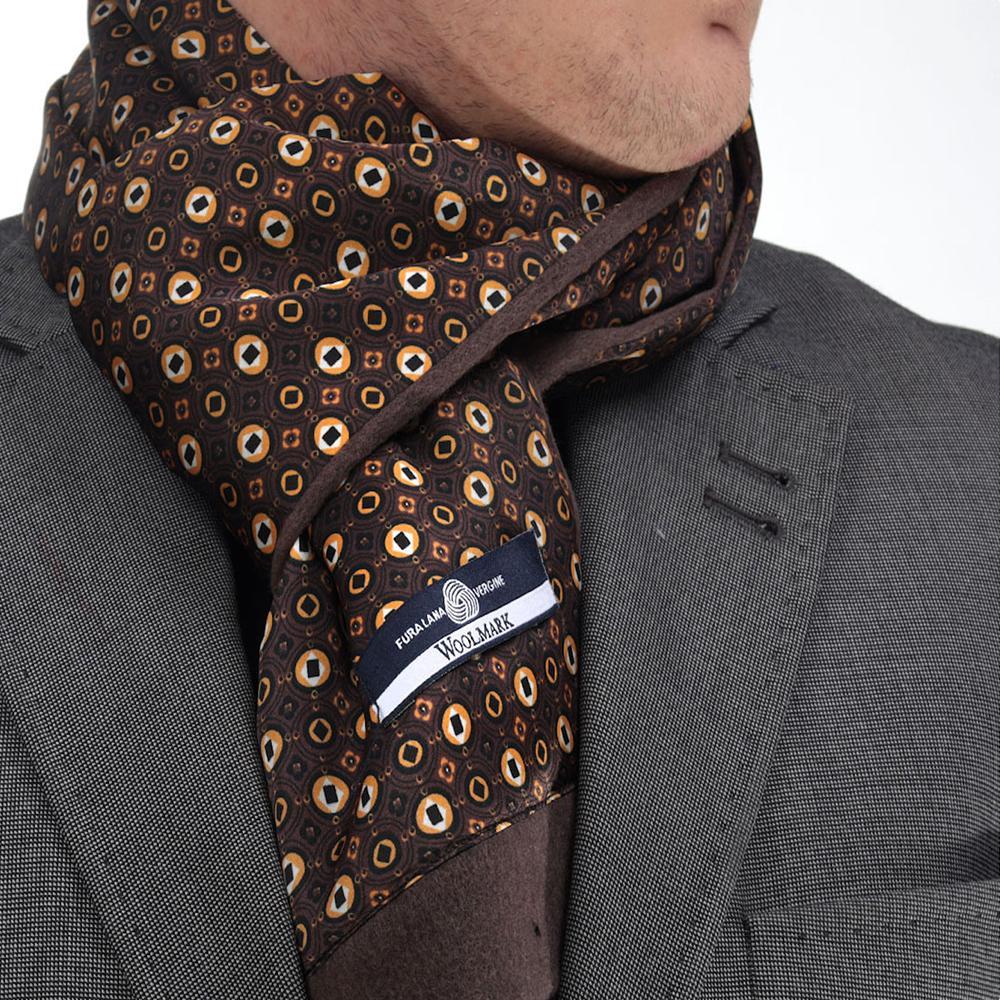 Brown Champagne Mens Silk Scarf - Designer neck scarf for winters