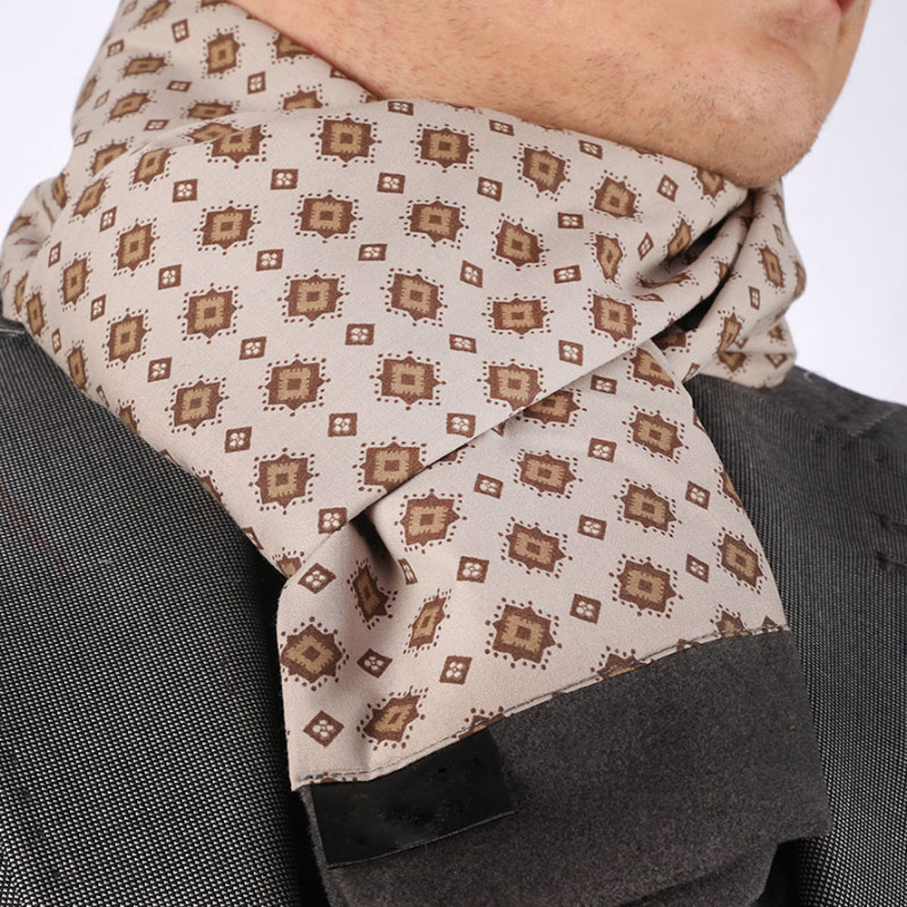 Tan Brown Mens Silk Scarf - Designer neck scarf for winters