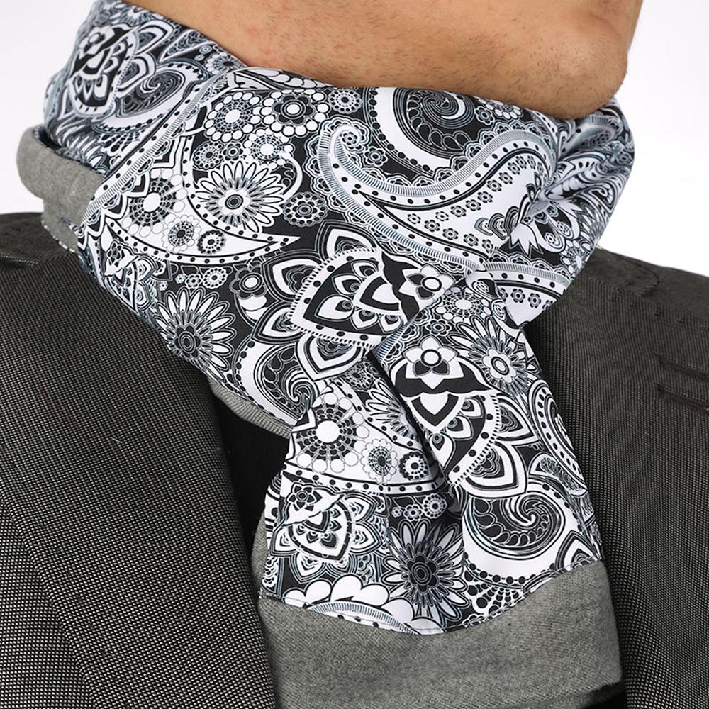 Black White Paisley Mens Silk Scarf - Designer neck scarf for winters