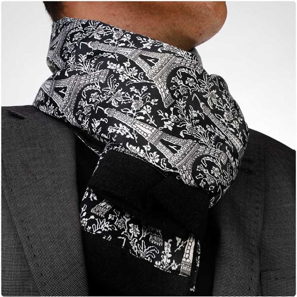 Black White Paisley Mens Silk Scarf - Designer neck scarf for winters