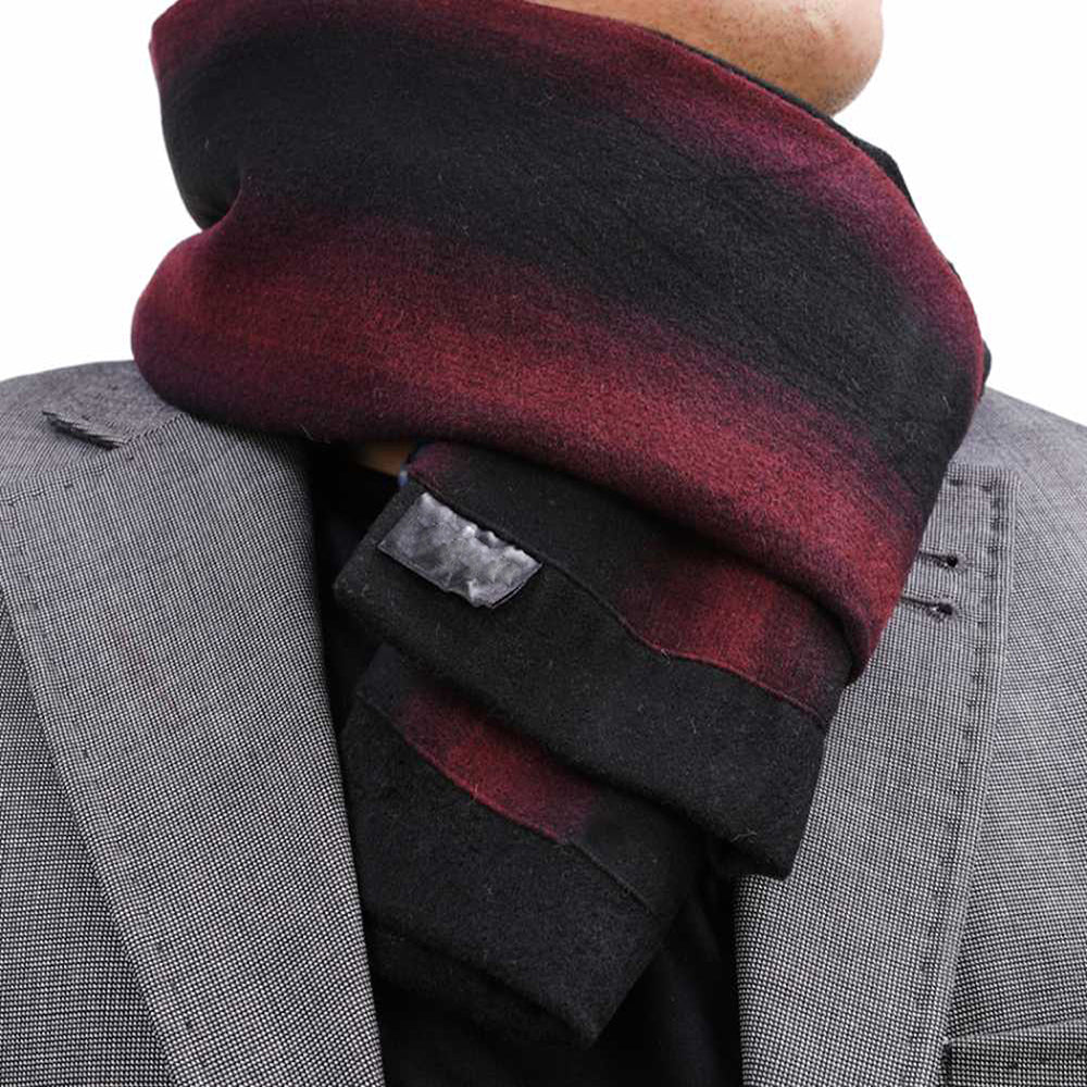 Red & Black Mens Silk Scarf - Designer neck scarf for winters