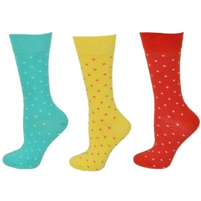 Combed Cotton Pin Dot Crew Casual Women's 3 Pr. Pack Socks