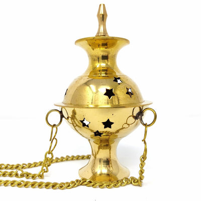 Hanging Brass Burner for cone incense and resins-  4", 6" and 8"