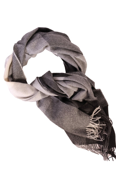 Black-gray checked alpaca wool big scarf