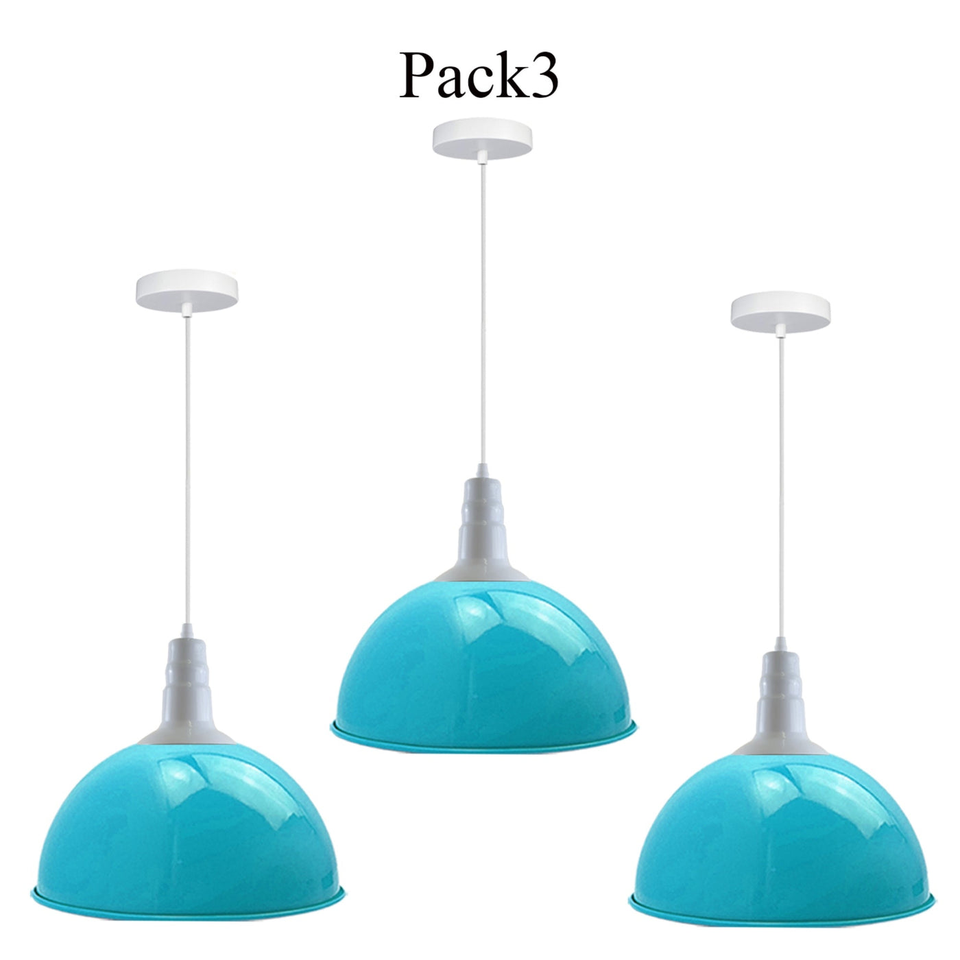 3 Pack Lampshade Vintage Industrial Metal Blue Ceiling Pendant Lights