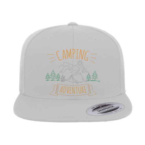 Camping Adventure Printed Flat Bill Cap