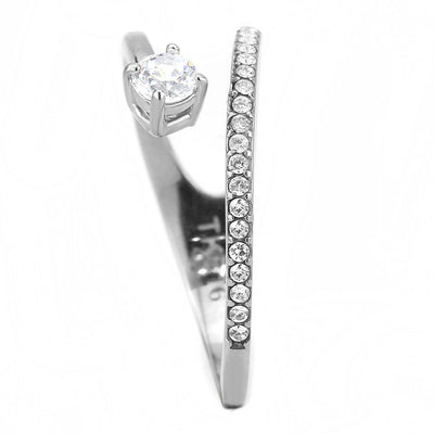 DA316 - No Plating Stainless Steel Ring with AAA Grade CZ  in Clear