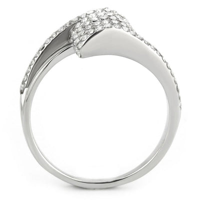 DA342 - No Plating Stainless Steel Ring with AAA Grade CZ  in Clear