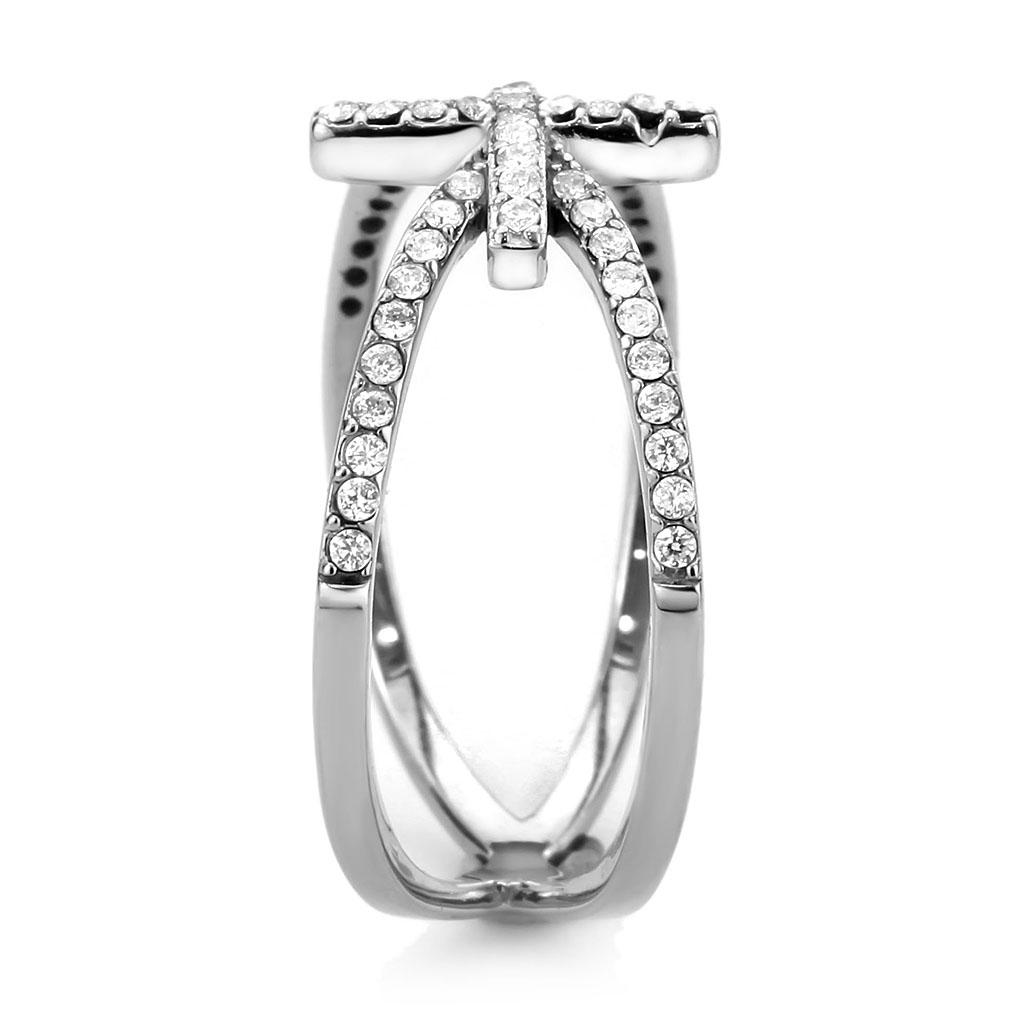 DA353 - High polished (no plating) Stainless Steel Ring with AAA Grade