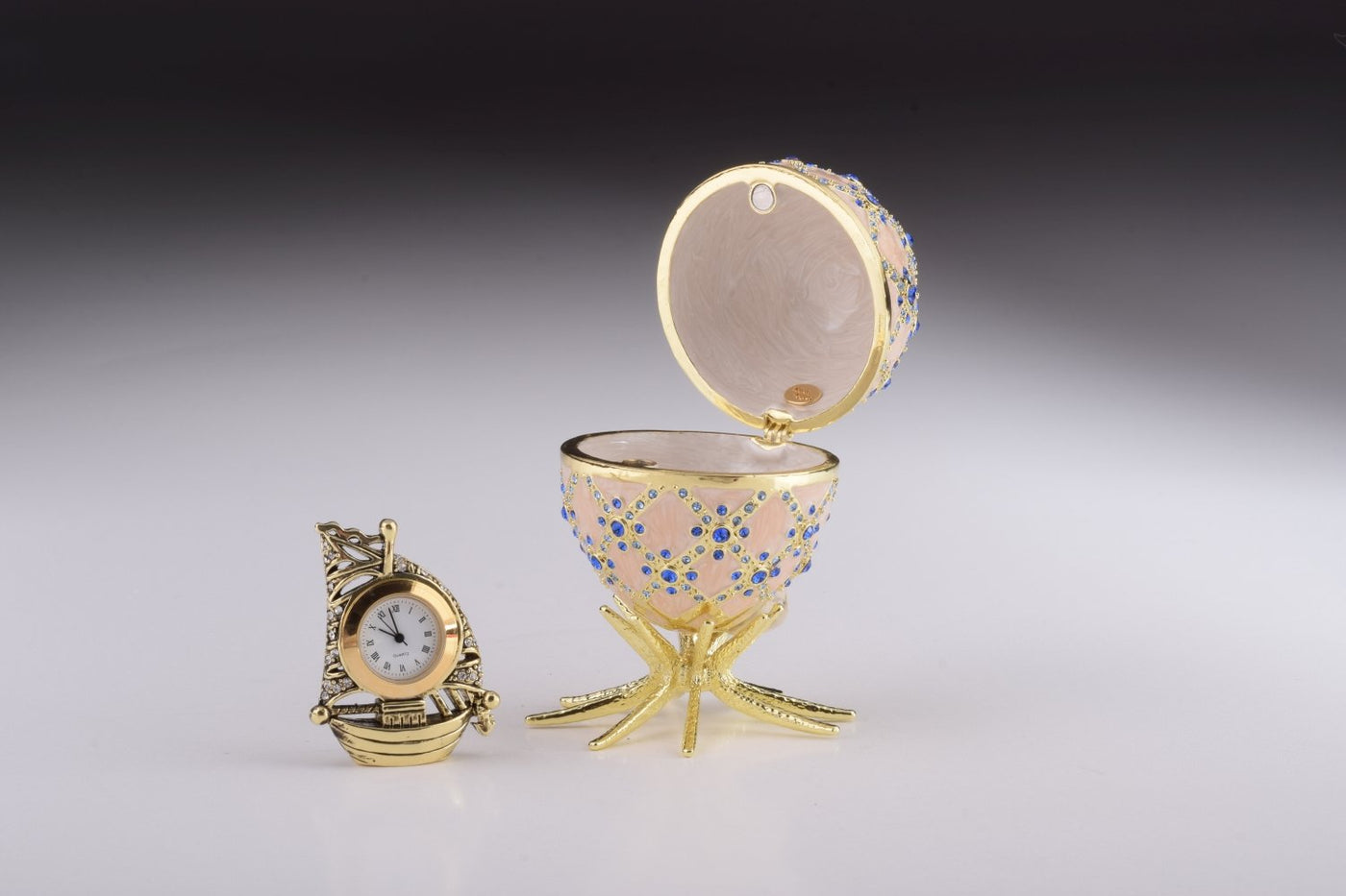 Pink Faberge Egg with Clock Inside