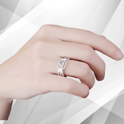 2.0Ct Square-Cut Diamond Cushion Halo Bridal Engagement Ring 18K White