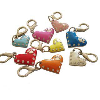 Enamel Heart Charm - Blue - Large