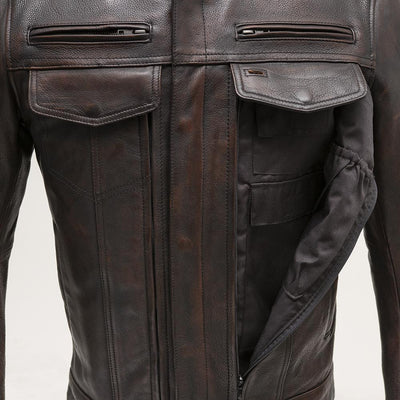 The Raider - Men's Motorcycle Leather Jacket (Copper)