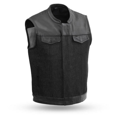 49/51 Men's Denim & Leather Combo Vest-FS