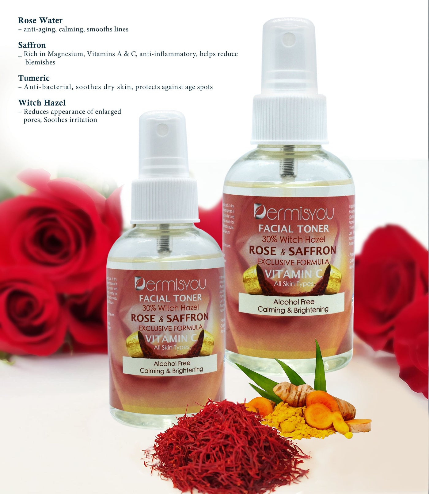 Cleansing & Hydrating Facial Toner with Saffron & Rose Water