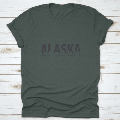 Silhouette Of Forest Typography Of Alaska, United States Of America