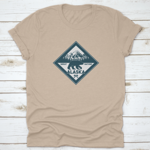 Vintage Logo Style Of Wildlife Grizzly Bear Animal In Alaska Forest