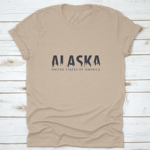 Silhouette Of Forest Typography Of Alaska, United States Of America