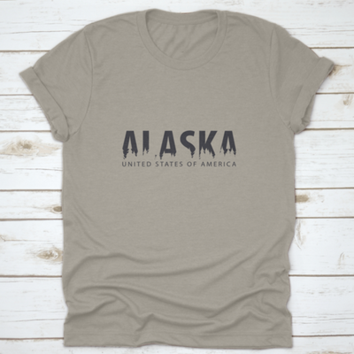 Silhouette Of Forest Typography Of Alaska, United States Of America