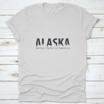 Silhouette Of Forest Typography Of Alaska, United States Of America