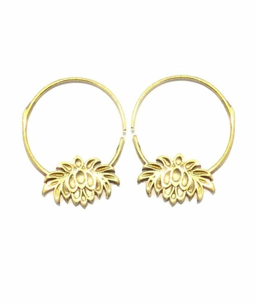 Lotus Flower Hoops Earrings