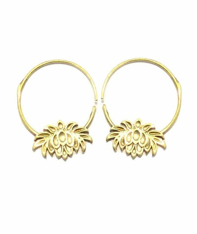 Lotus Flower Hoops Earrings