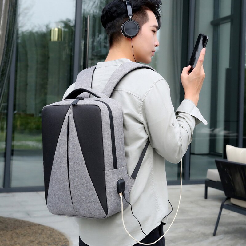 Mens Waterproof Oxford Cloth Backpacks Multifunctional USB Charging