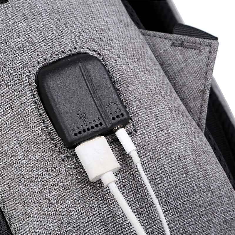 Mens Waterproof Oxford Cloth Backpacks Multifunctional USB Charging