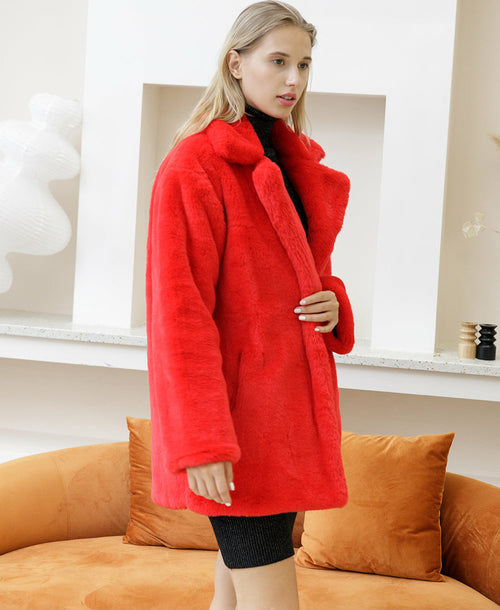 2022 Autumn Winter New Women Faux Fur Coat Elegant Fluffy Thick Warm