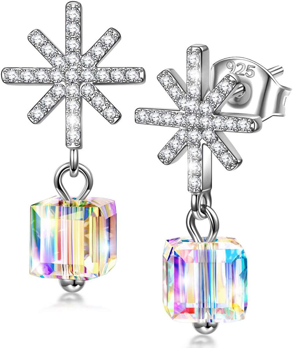 Aurora Borilles Snowflake Pave Drop Earring ITALY Design