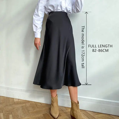 High Waisted Silk Skirt