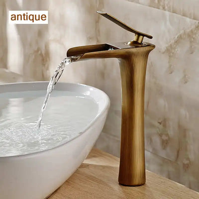 Basin Faucets Modern White Bathroom Faucet Waterfall faucets Single Hole Cold and Hot Water Tap Basin Faucet Mixer Taps 6008