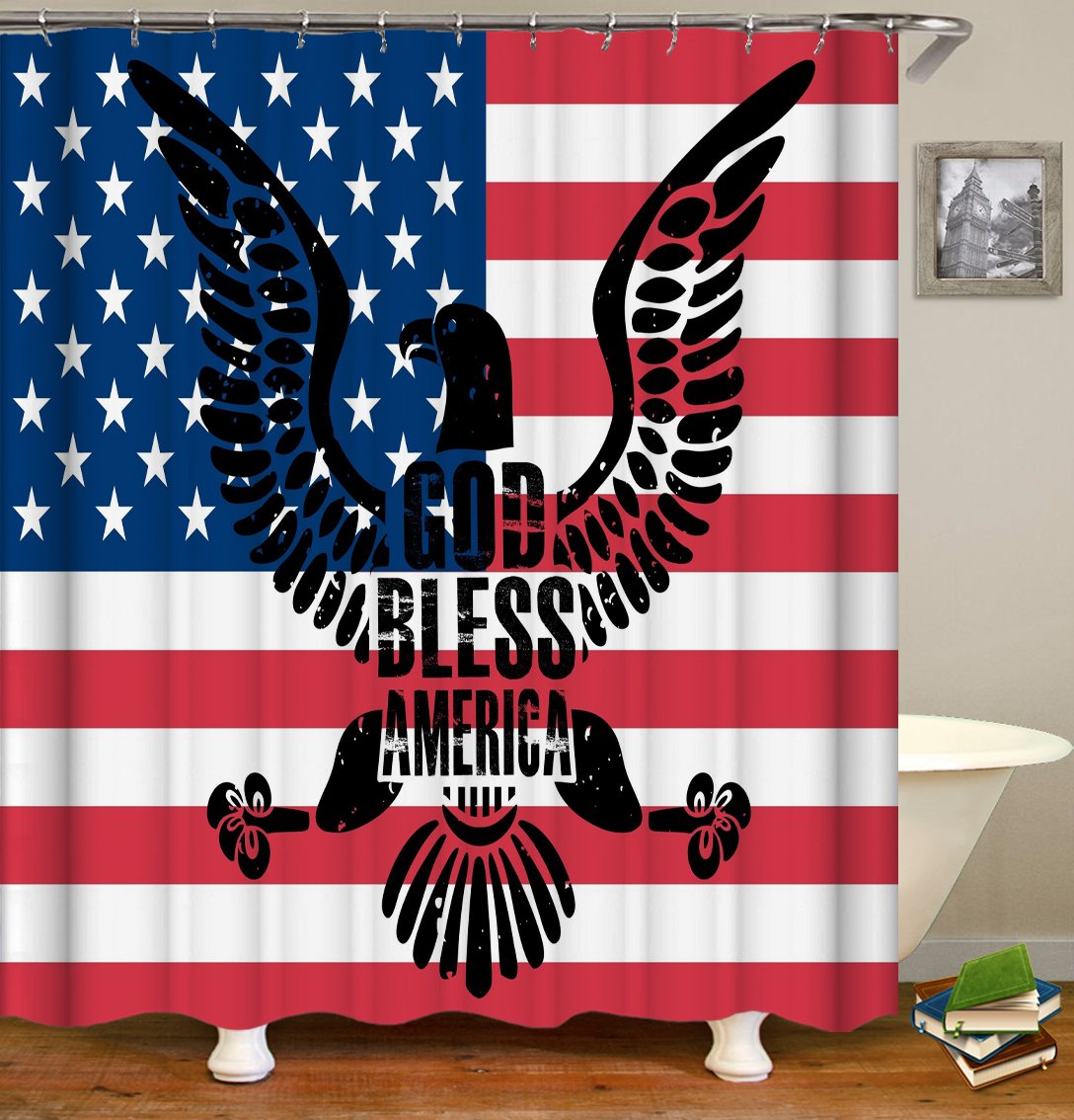 The American flag "God Bless America" Shower Curtain